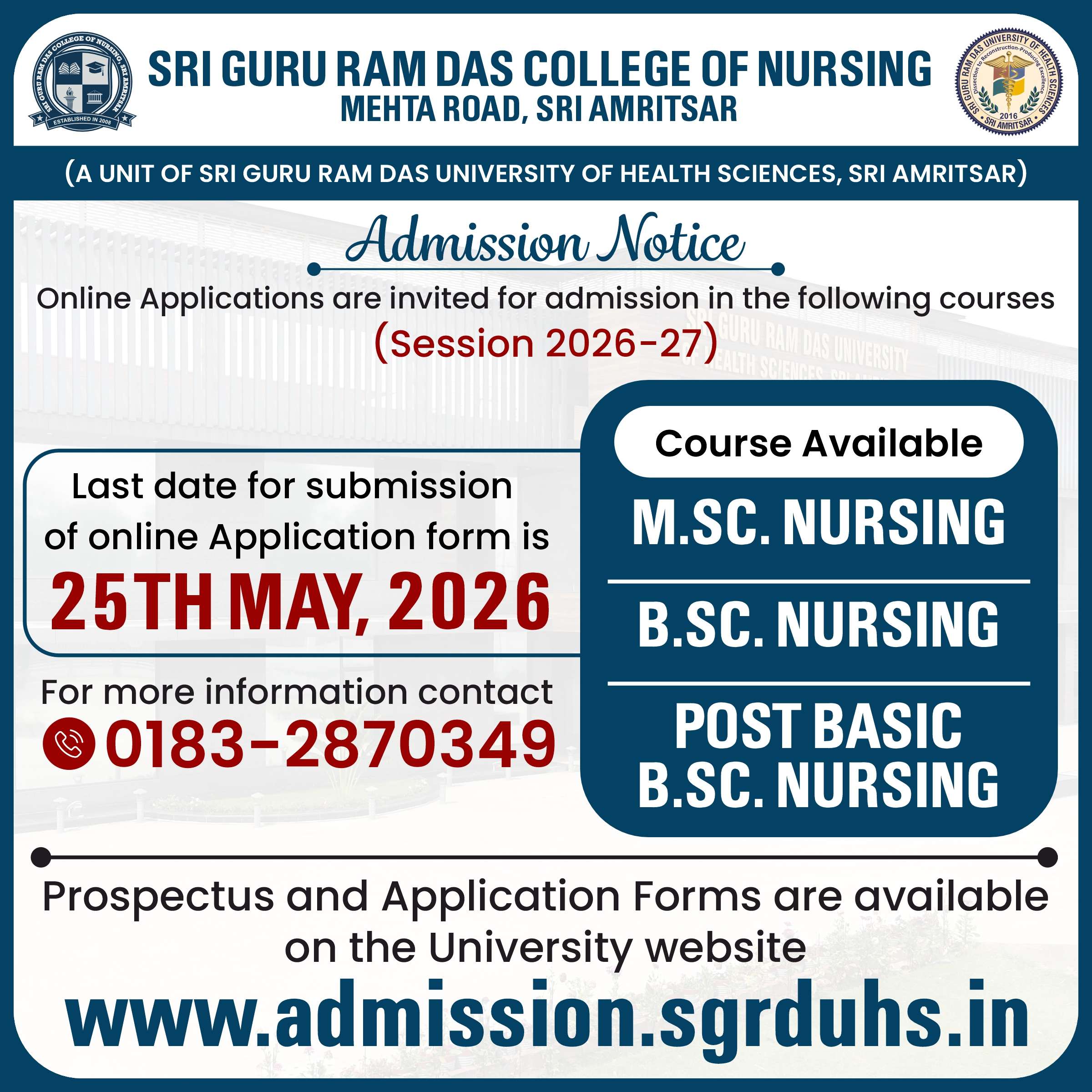 Admission Notice - Bachelor and Master Programmes - Nursing - 2026-27.jpeg
